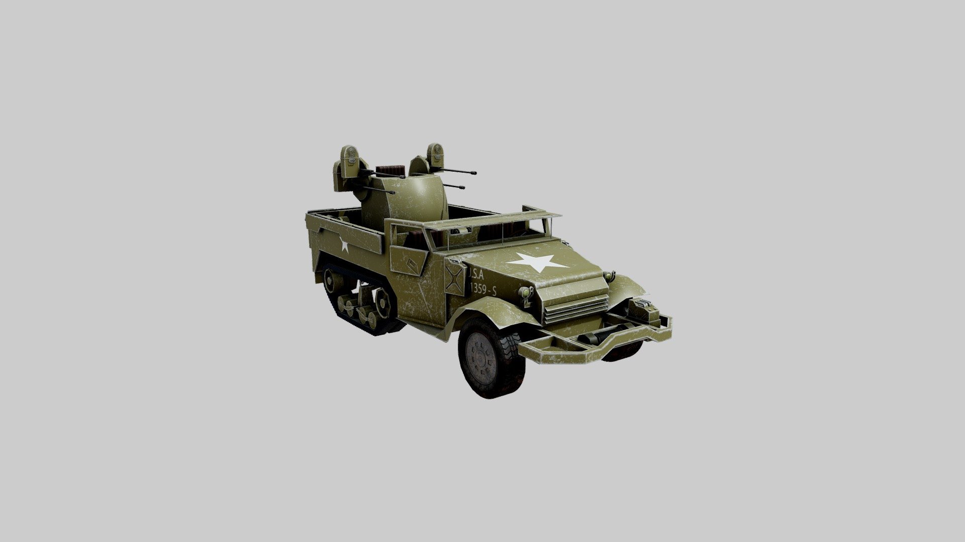 Militar vehicle - M16 Multiple Gun Motor Carriage - 3D model by Victor_GM 3d model