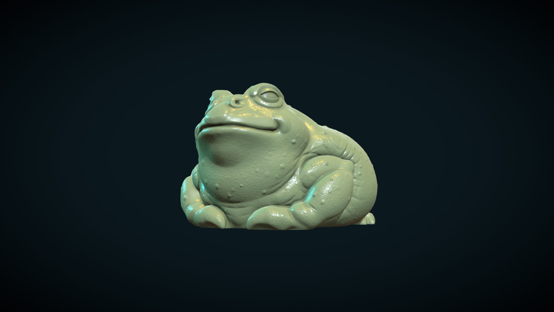 Print ready toad.

Measure units are millimeters, the figure is about 49 mm in width.

Mesh is manifold, no holes, no inverted faces, no bad contiguous edges.

Available formats: .blend, .stl, .obj, .fbx, .dae

Here are two version of the model:

1) Toad_sld.(blend, .stl, .obj, .fbx, .dae) It is solid version of the model that consists of 392654 triangular faces.

2) Toad_hlw.(blend, .stl, .obj, .fbx, .dae) Here is hollow version, wall thickness is about 1mm. It consists of 402584 triangular faces.

For stl there is additional file that contain plug for the hollow version 3d model