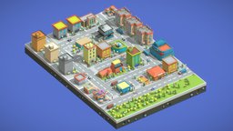 PolyTown: Low-Poly City Pack tree, burger, vehicles, buildings, pack, isometric, 3d, art, lowpoly, model, gameasset, characters, car, stylized, gameready