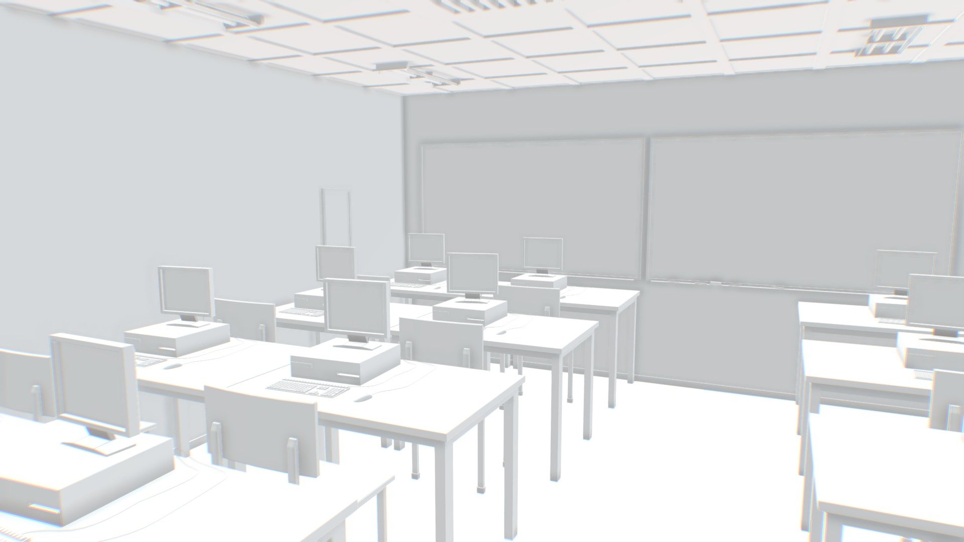 class room interior classroom office chair desk pc keyboard furniture architecture school design computer equipment education student office supply academy auditorium computer - class room interior classroom office chair desk - Buy Royalty Free 3D model by kopofx 3d model