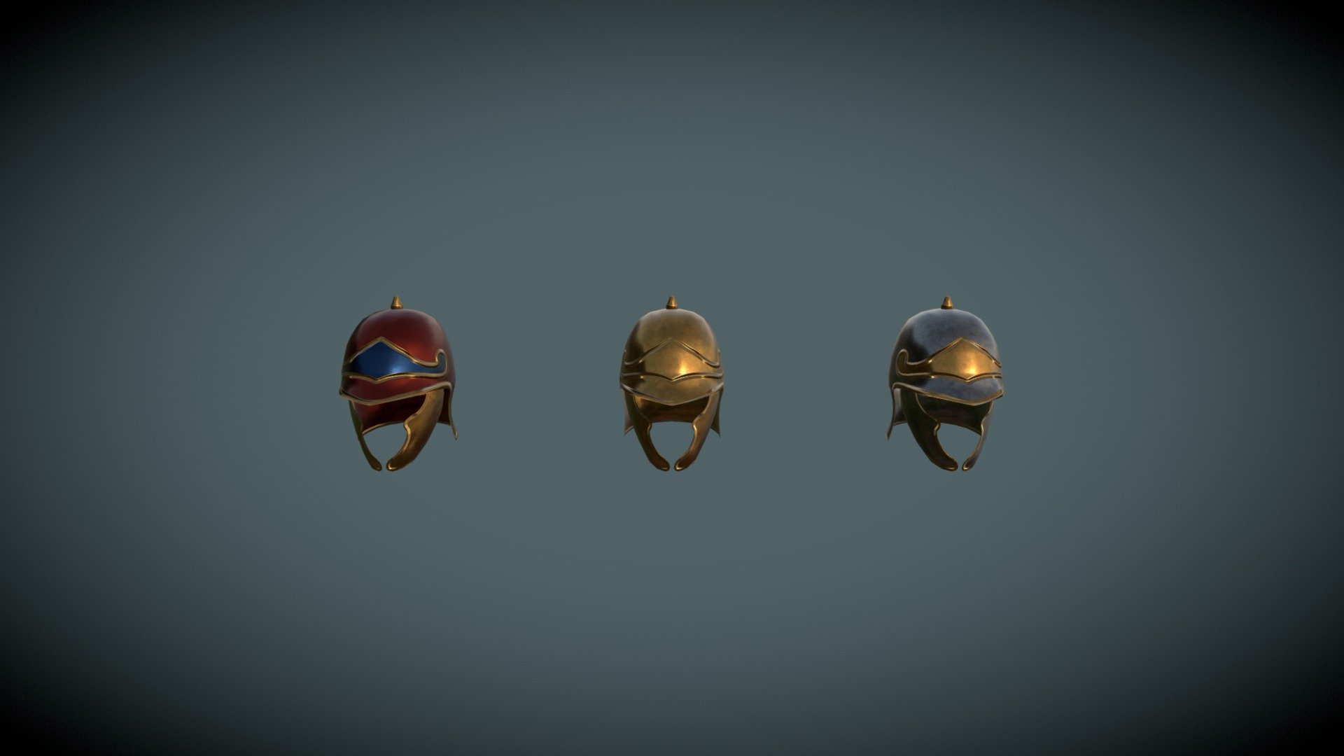 Helmet variations of the Ascalon type

Made for the RIR: Imperium Surrectum mod, for the game Rome Total War Remastered.

Made in Blender - 673 vertices / 1281 edges

The process consists of modelling a low poly version, from which a copy is made with a very high dense mesh where details are sculpted in, later baked onto its low poly counterpart.

The different colours are textured painted in - Ascalon Helmets - 3D model by João Paulo (@Grimbold) 3d model