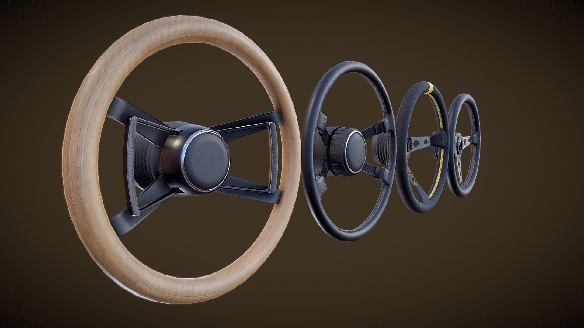 The three famous amateur racing wheels for 911 backdates. Will fit anywhere (as the manufacturers say :) ). Includes Papillon Wood, Papillon Classic, Momo 07 and Momo Prototipo.
I made those for the Backdate and the 911SC models. Gameready, textures are PBR, 2K 3d model