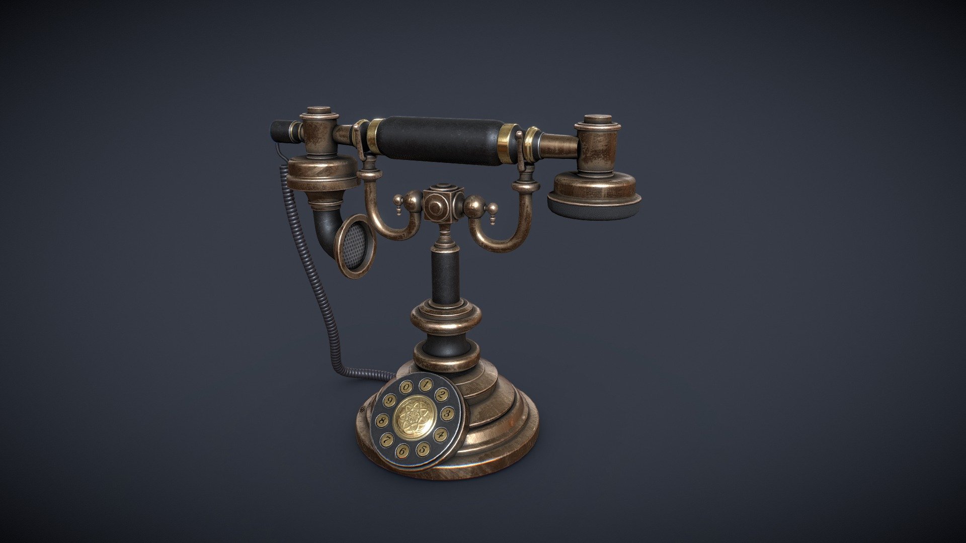 Hello all :) To complete my victorian project objects collection, there is an antique copper phone :)

Made with Maya, PS and Substance.

You will find in the package Scene file, FBX and 4k Textures.
If you have any customs need, please feel free to contact me 3d model
