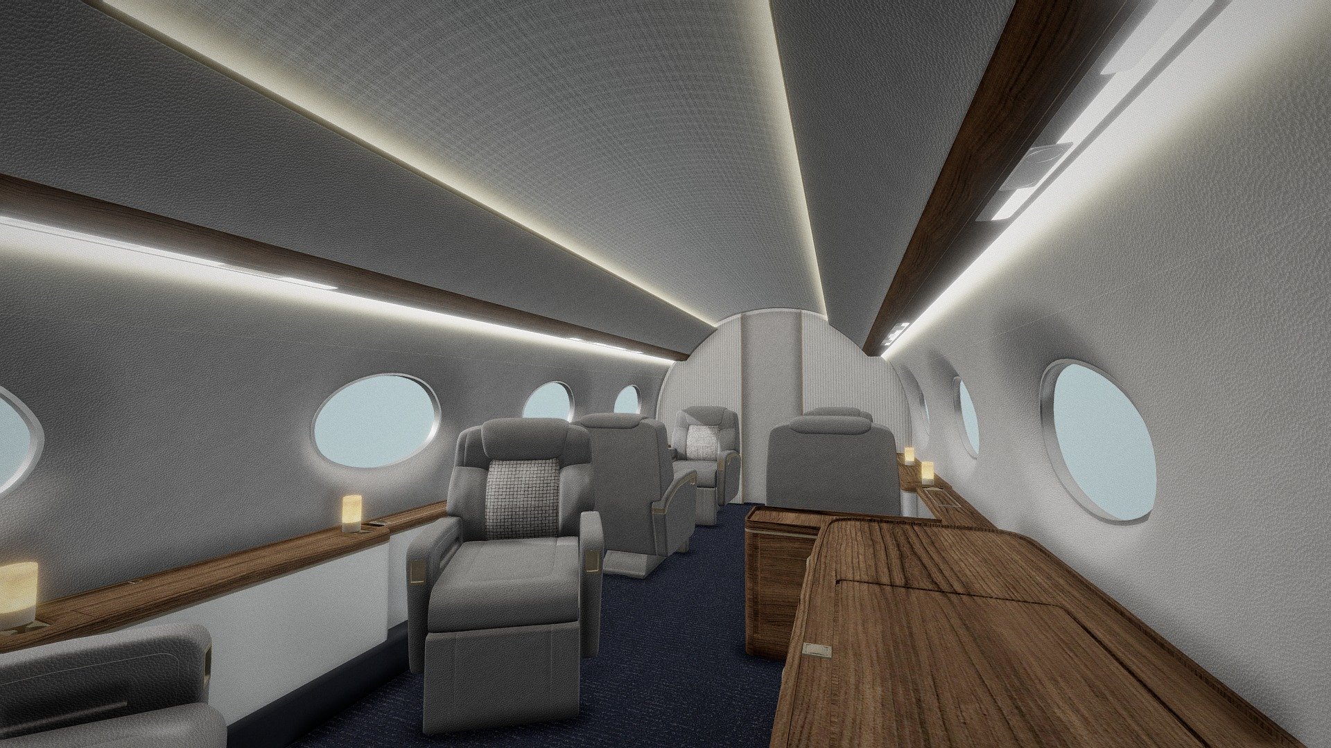 3D Visualization of Private jet interior 3d model