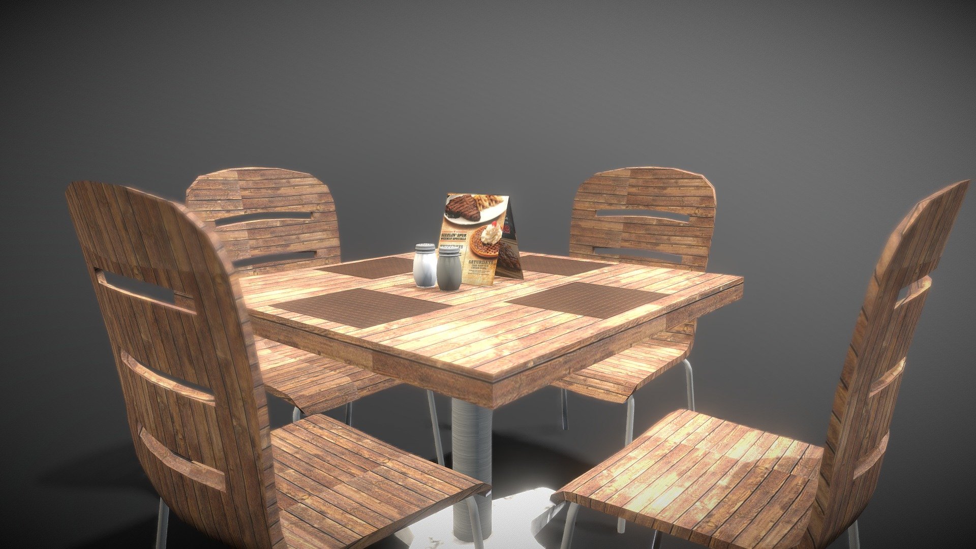 Simple Table scene made in 3ds Max.
Model has textures setup for easy customization - Terrace Shop - Table - Download Free 3D model by OmegaRedZA 3d model