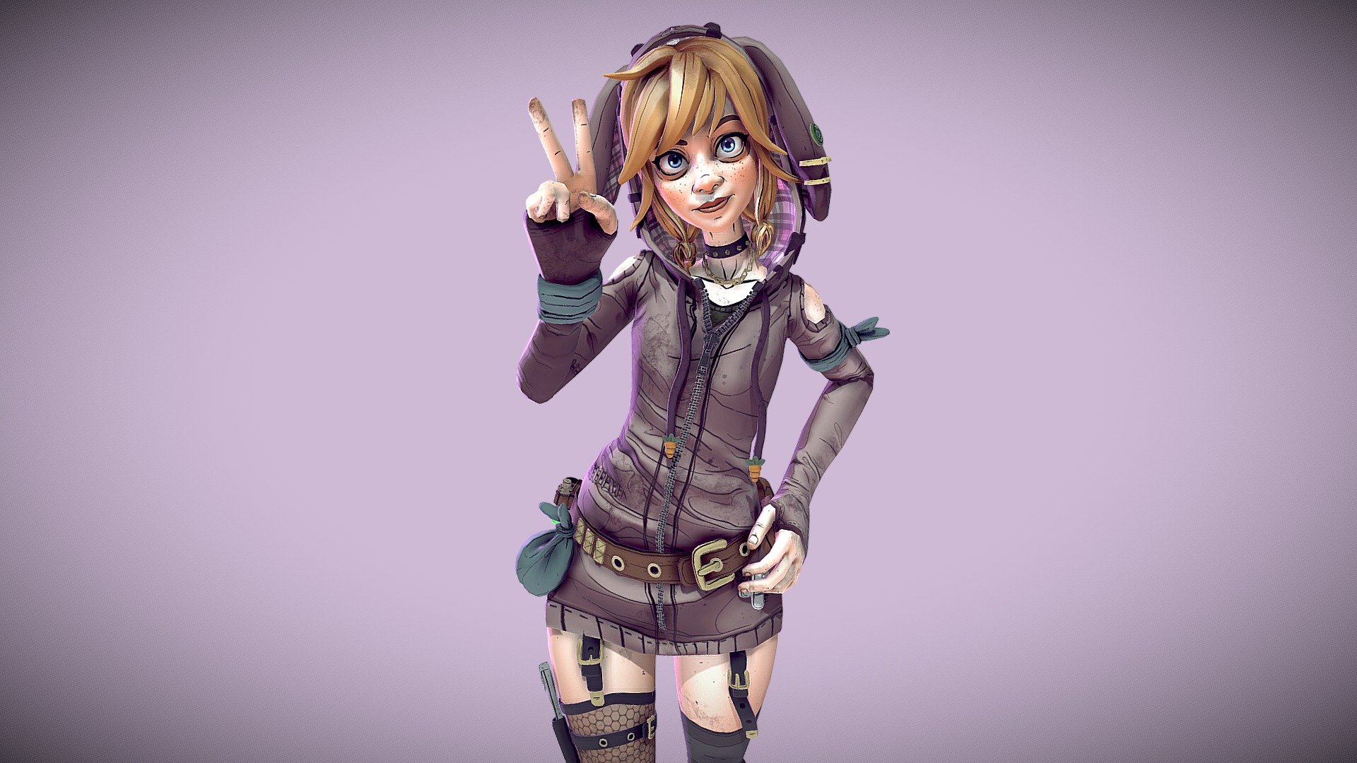 A Borderlands style character for a student project 3d model