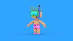 Hyper Casual Cartoon Character Swimmer