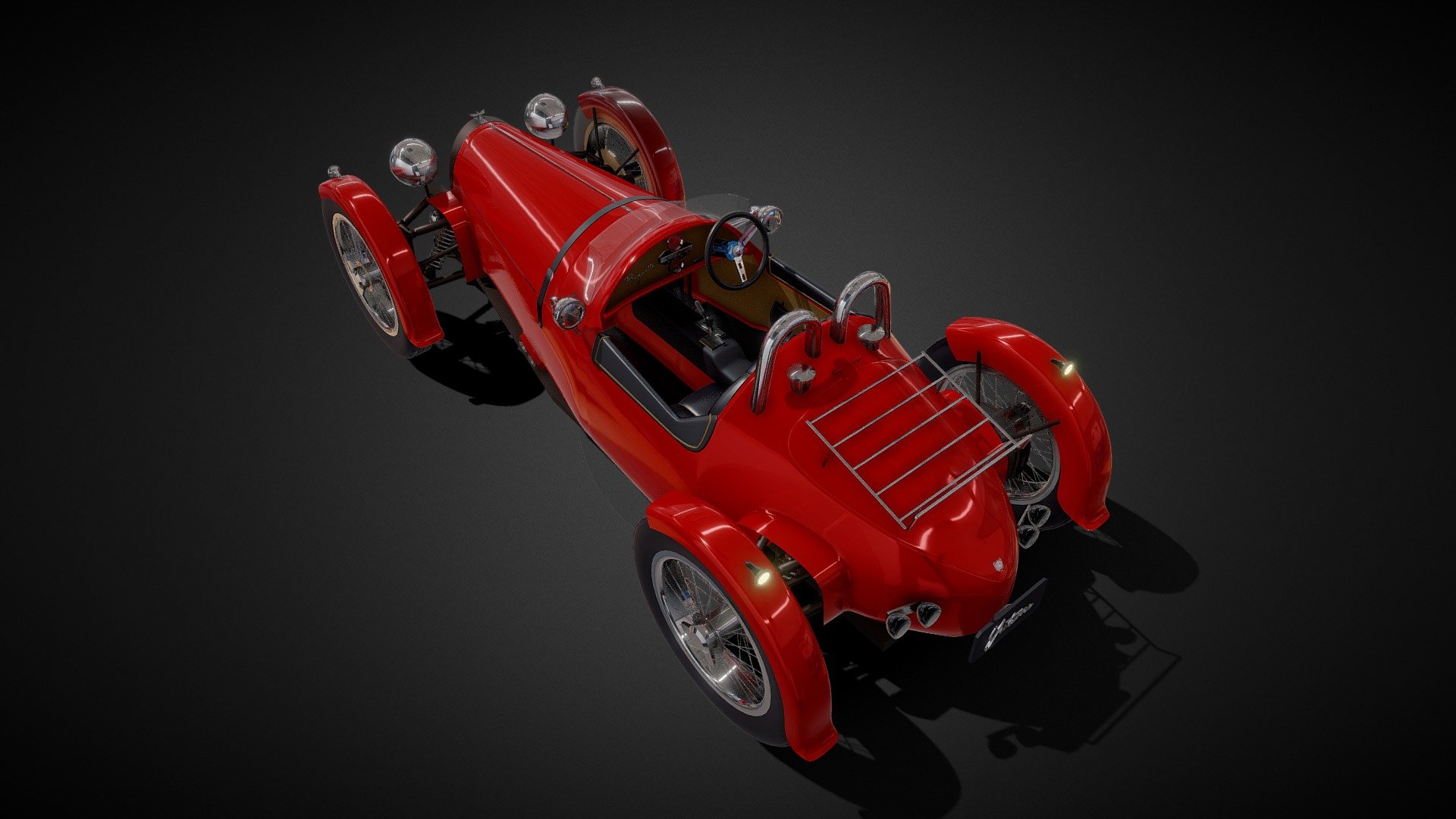 This is my old car concept, designed for a kit car with a vintage look that uses 2-3 cylinder modern motorcycle engines. I hope this model helps with your projects 3d model