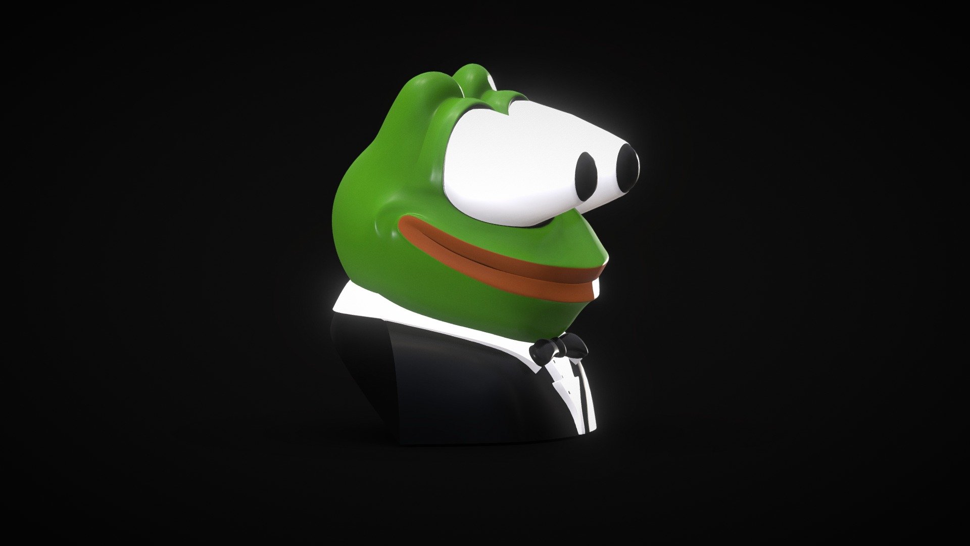 Probably the weirdest Pepe I ever released. 

Features:


a single 4096x4096 texture
smoothable quad geometry
original .blend file, fully editable (detail up to 330k polys)
variety of file formats
lowpoly (31k tris) version
high detail (91k tris) version
 - Booba Pepe - Buy Royalty Free 3D model by ÆON (@xaeon) 3d model