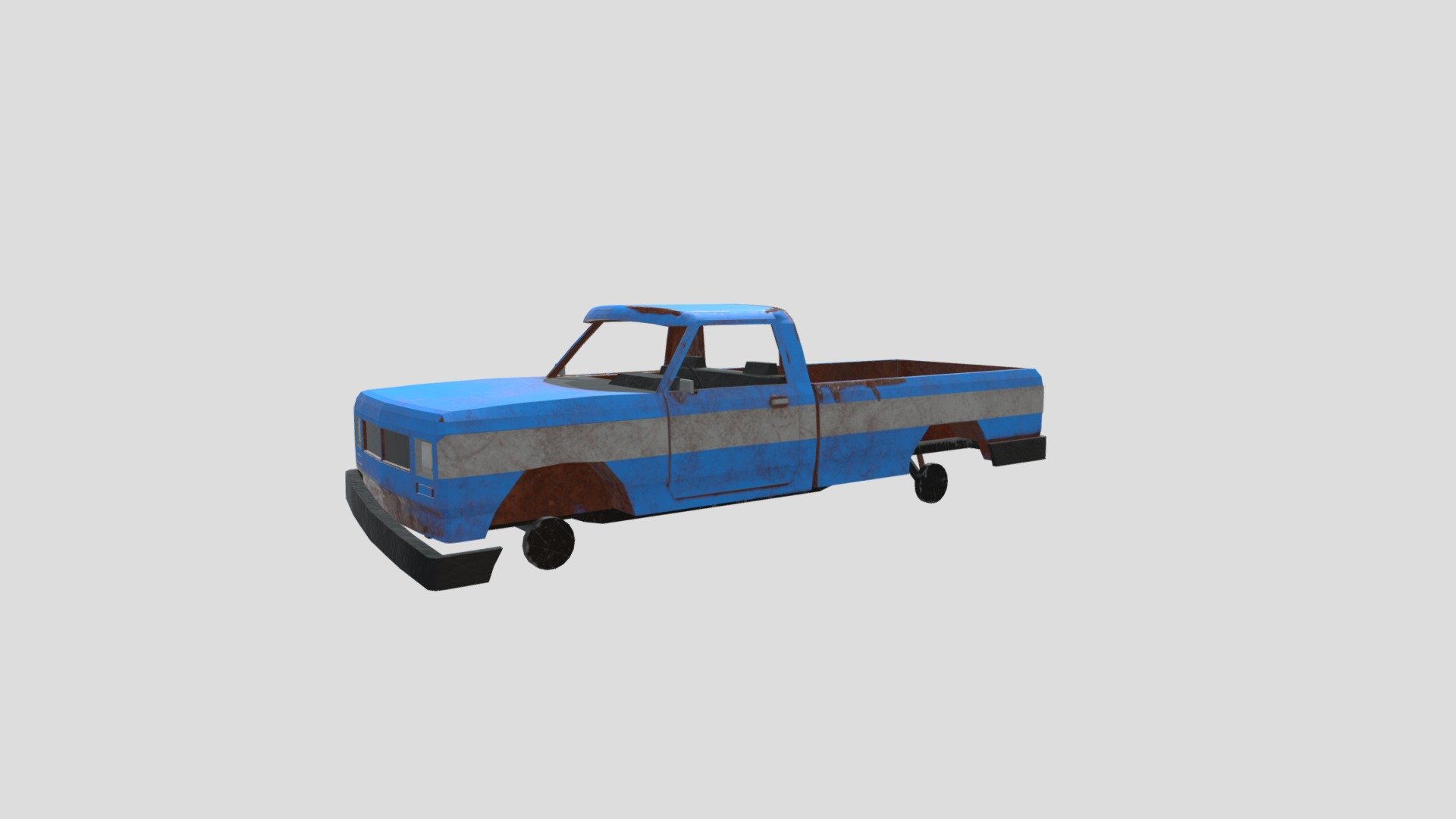 just an old pickup truck - destroyed pickup blue - Download Free 3D model by Skeleton_games 3d model