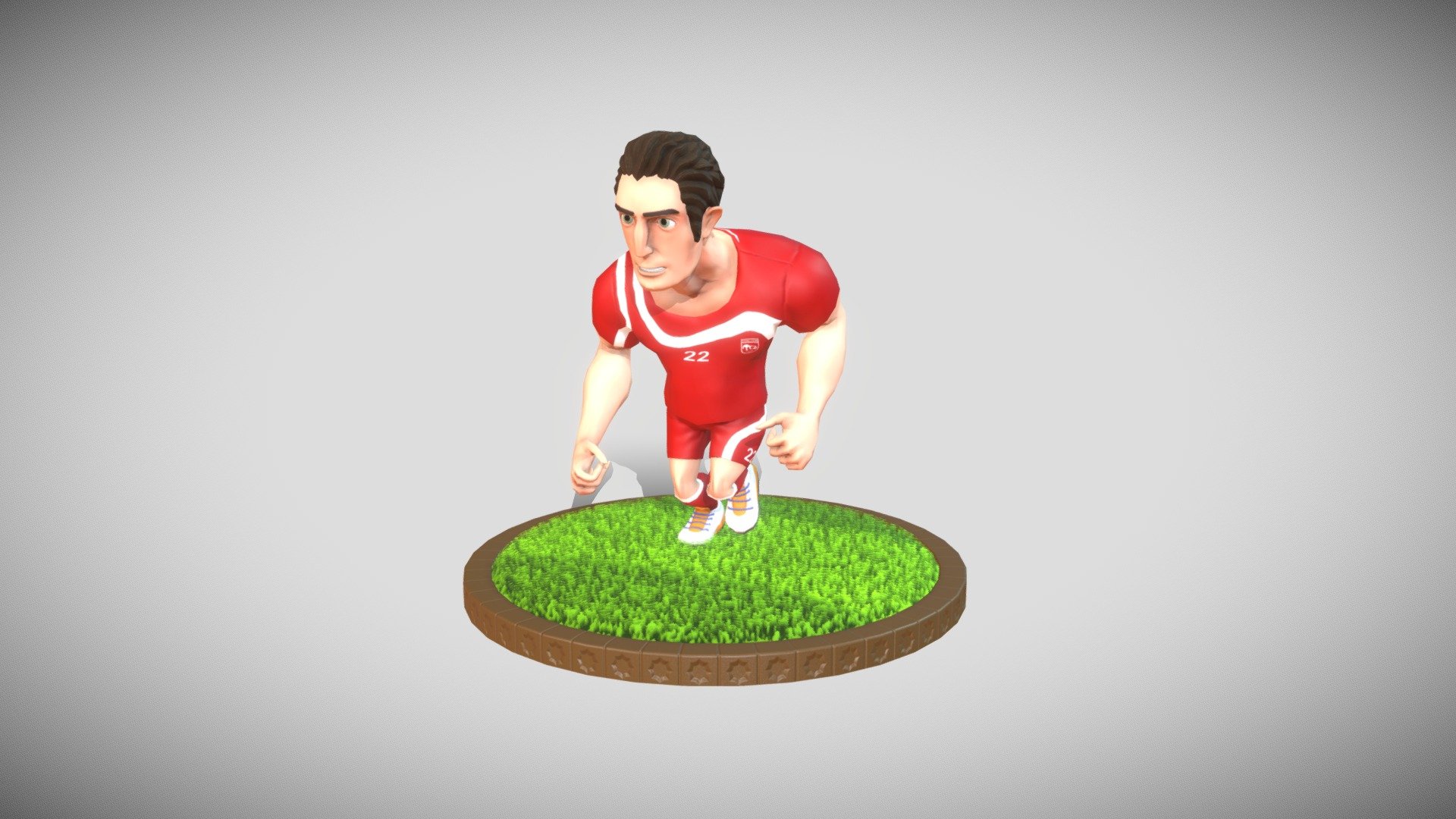 Hi

Modeled this guy for a football themed brawler game for mobile in 2017, unfortunately the project was canceled.

Sculpted in Zbrush, retopoed in Maya and textured in Substance Painter, with a quick Mixamo rig and run animation.

Check out more shots and 1st prototype on my artstation:
https://www.artstation.com/artwork/Po3yeB - Football Player Run - 3D model by Vahid (@svahidm) 3d model