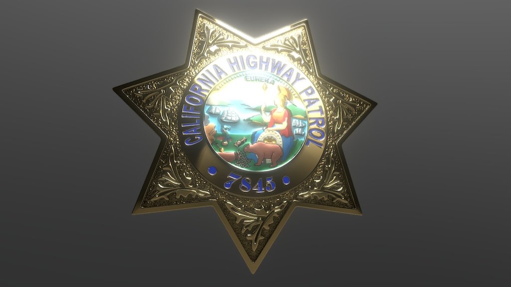 This is California Patrol 7 Point Star (Sheriff) Badge made in PBR Environment. More info at www.kezan.eu and model will be available on TS shortly 3d model