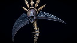 Dark Reaper Scythe ancient, death, reaper, melee, antique, fantasyweapon, grim-reaper, bladed-weapon, scythe-of-death, weapon, skull, halloween, blade, sharpweapon