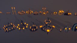 Chandeliers and Candles ( Low Poly ) lamp, candle, furniture, chandelier, fbx, sconce, unity, blender, blender3d