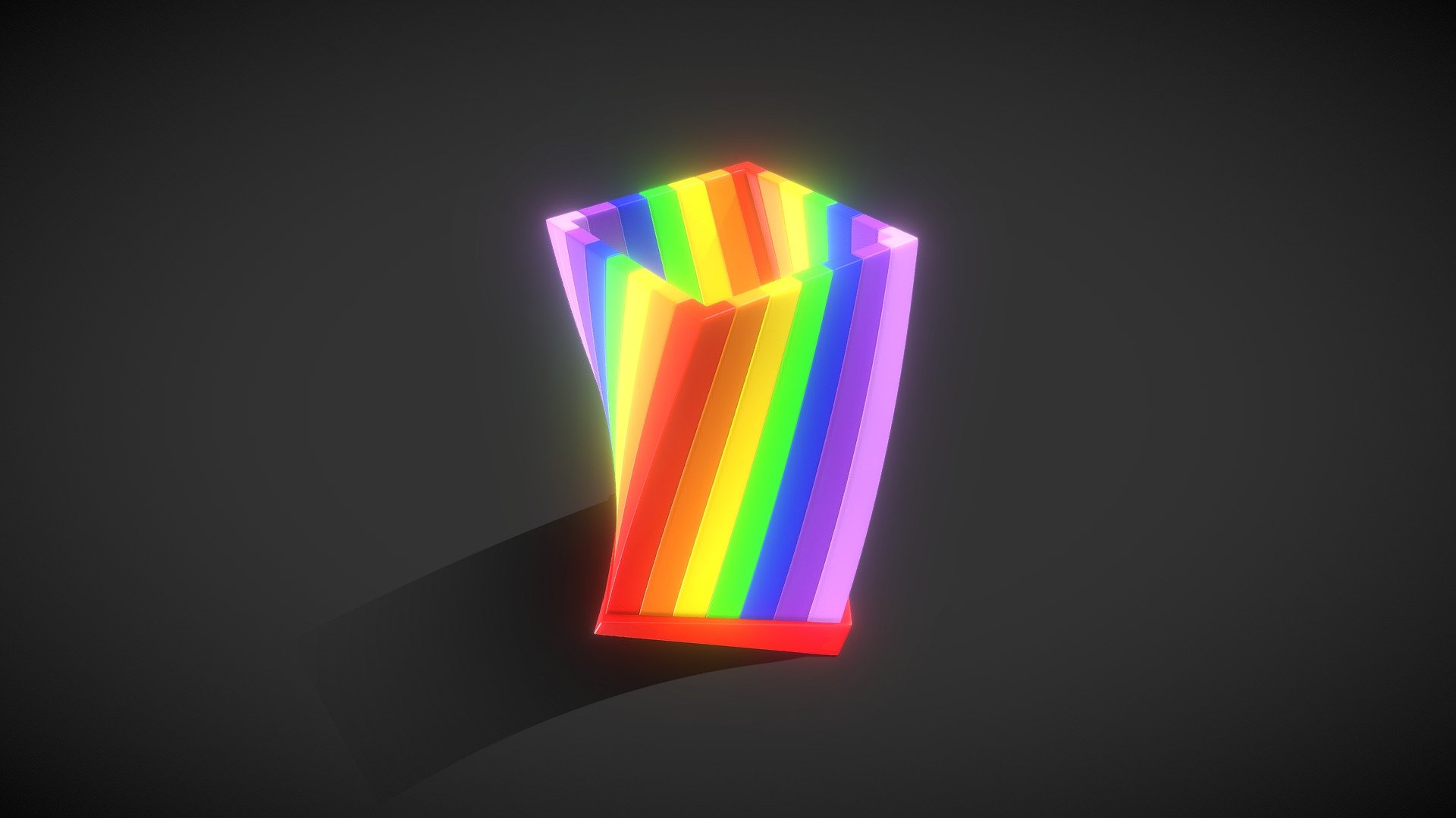 Rainbow Pencil Container made in Blender 2.82 and rendered in Cycles.

3D Printable Model.

Model Size:-
Length : 10 cm,
Width : 10 cm,
Height : 12 cm.

Statistics:-
Verts : 51994,
Faces : 51936,
Tris : 103872 3d model