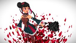 Petals and Thorns cute, rose, roses, low-poly, girl, lowpoly, anime