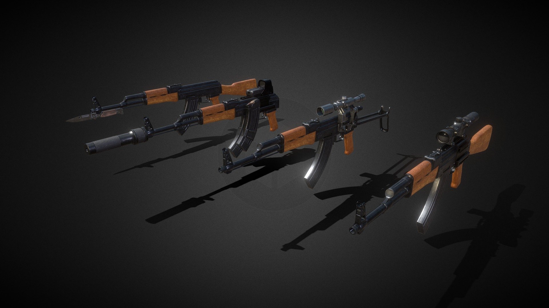 AK Rifle: Customizable - 3D model by StarGames studio (@StarGamesstudio) 3d model