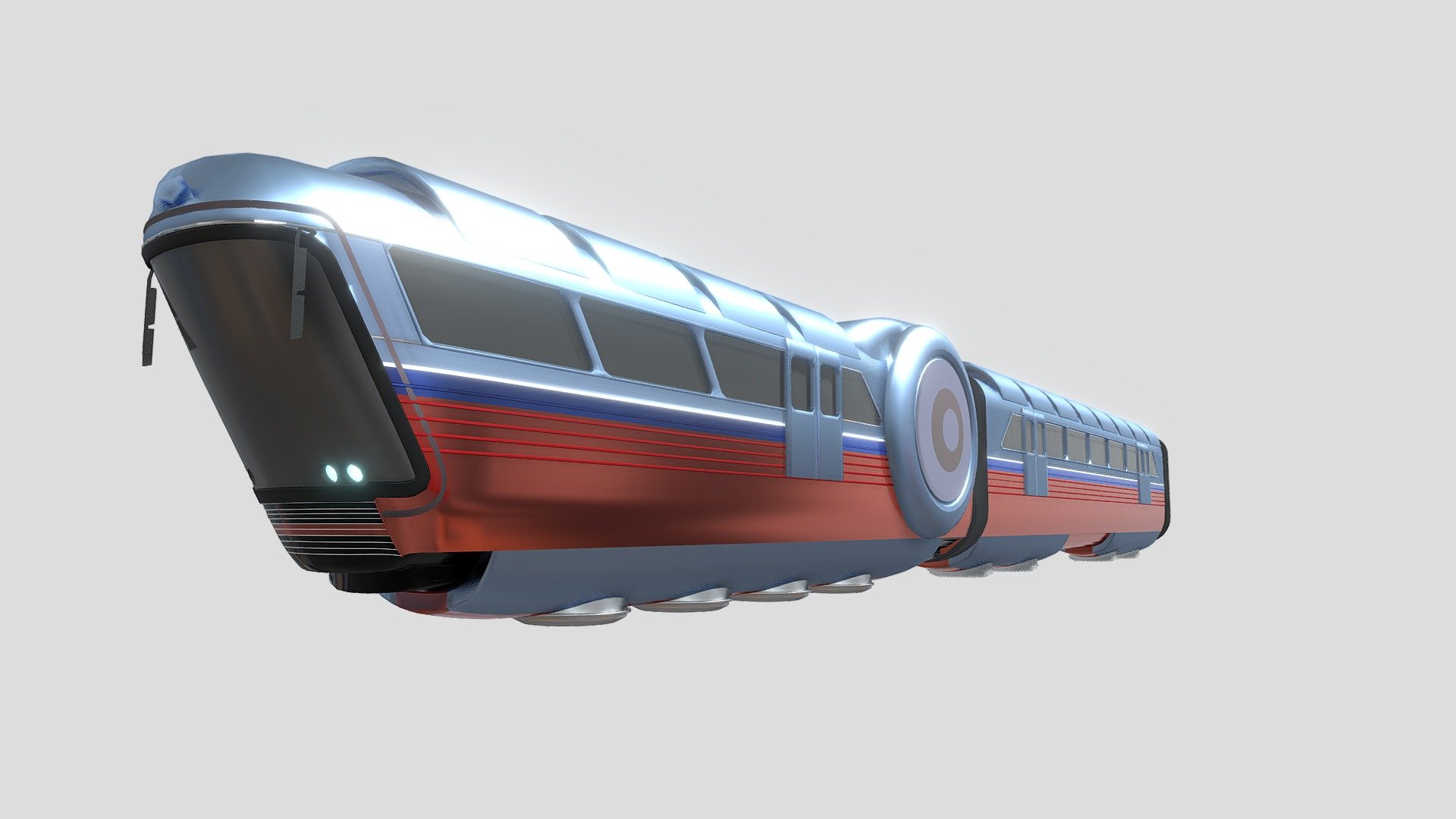 Flying futuristic train with engines. Readu for subdivision. Easy can be duplicated for infinity length - Futuristic flying train - 3D model by skier3d 3d model