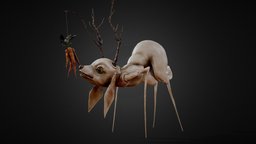 Gorky the Anxious Dog dog, deer, carrot, antlers, anxious, gorky, creature, fantasy