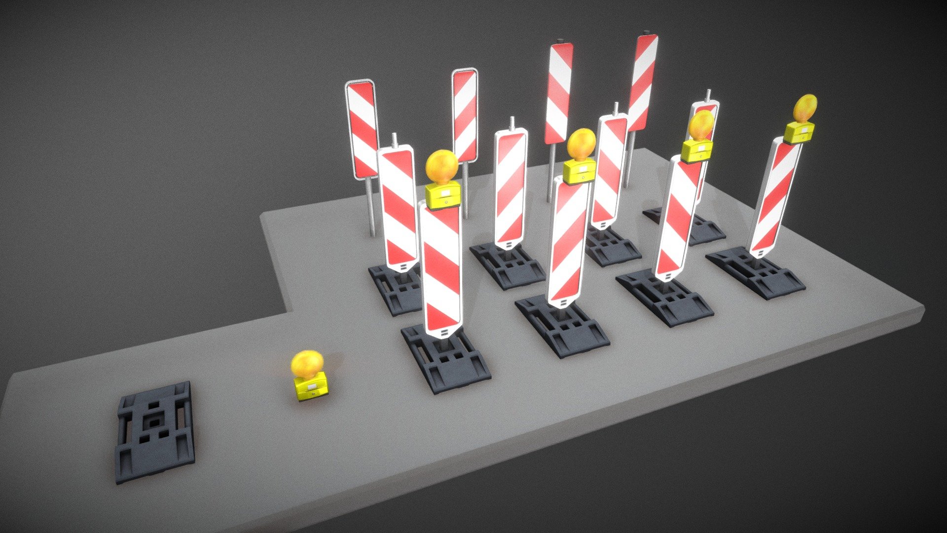 Construction Site Traffic Signs - Package!





Textures(4k):

-Color map
-Ao map
-Normal map

Available formats:




Collada (.dae)

DirectX (.X)

X3D (.x3d)

Autodesk FBX (.fbx)

Alias/WaveFront Material (.mtl)

OBJ (.obj)

Blender (.blend)

3D Studio (.3ds)

DXF (.dxf)

Agisoft Photoscan (.ply)

Stereolithography (.stl)

VRML (.wrl, .wrz)



Here on Sketchfab you can see and purchase some of our 3d-models which we are using in our projects for VIS-All.



The models were created by 3DHaupt for the Software-Service John GmbH



3D-Model was modelled and textured in blender


 - Leitbaken und Sicherheitsbaken Pack - Buy Royalty Free 3D model by VIS-All-3D (@VIS-All) 3d model