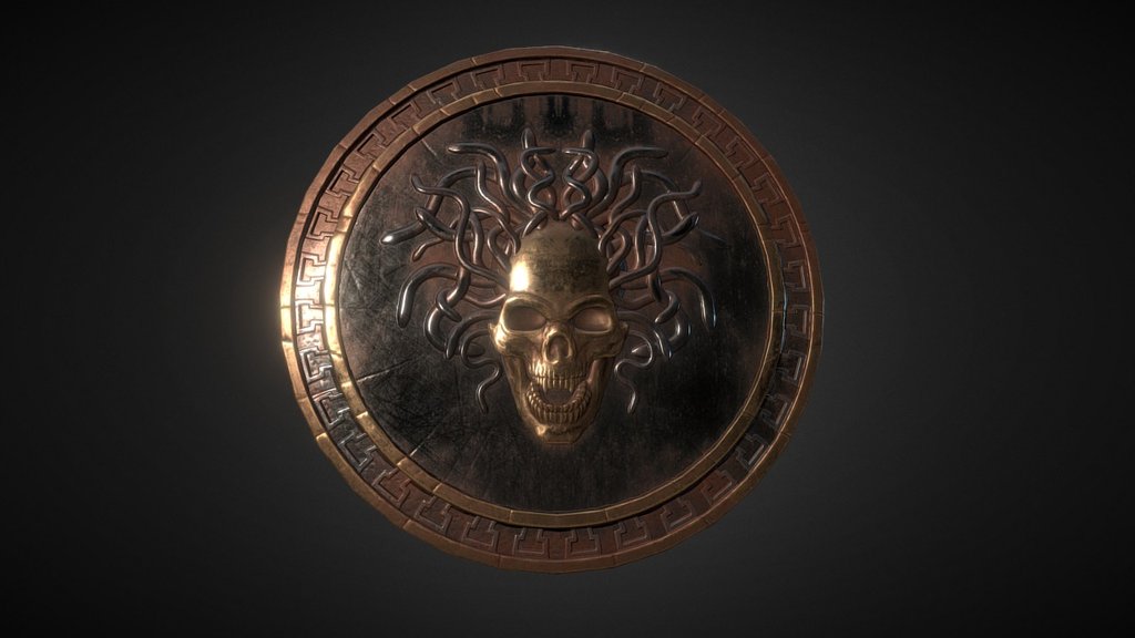 Medusa Shield for the Skeleton warrior. Part of the Horror Dungeon VR project 3d model