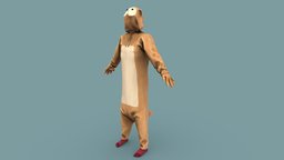 Male Brown Neko Costume bear, kids, teddy, neko, boys, costume, mens, pbr, low, poly, male