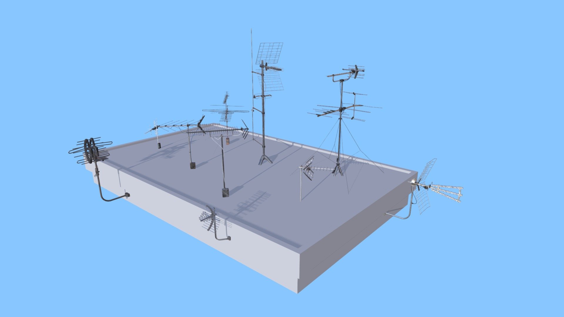 Antennas Pack - a low poly game asset pack of various TV Antenna models. From small to big, great for any roof decoration.

Ready for Unity and Unreal engines 3d model