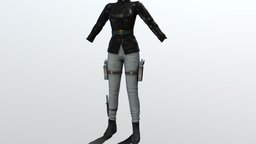 SAVEMONEY Combat Girl Outfit leather, agent, front, fashion, special, girls, jacket, leg, clothes, pants, closed, figher, ready, survival, dress, ankle, combat, realistic, real, costume, womens, holster, outfit, wear, denim, belted, knife, game, cool, pbr, low, poly, female, black, guns
