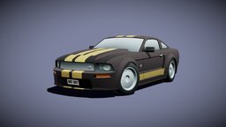 Lowpoly Mustang Shelby GT-H mustang, musclecar, lowpolycar, vehicle, lowpoly, car, stylized
