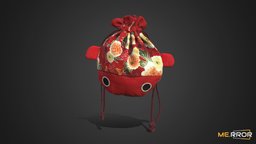 [Game-Ready] Japanese Traditional Pouch topology, bag, cultural, ar, goods, accessory, traditional, oriental, pouch, carp, japanese-style, photogrammetry, 3dscan, gameready, noai, luckybag