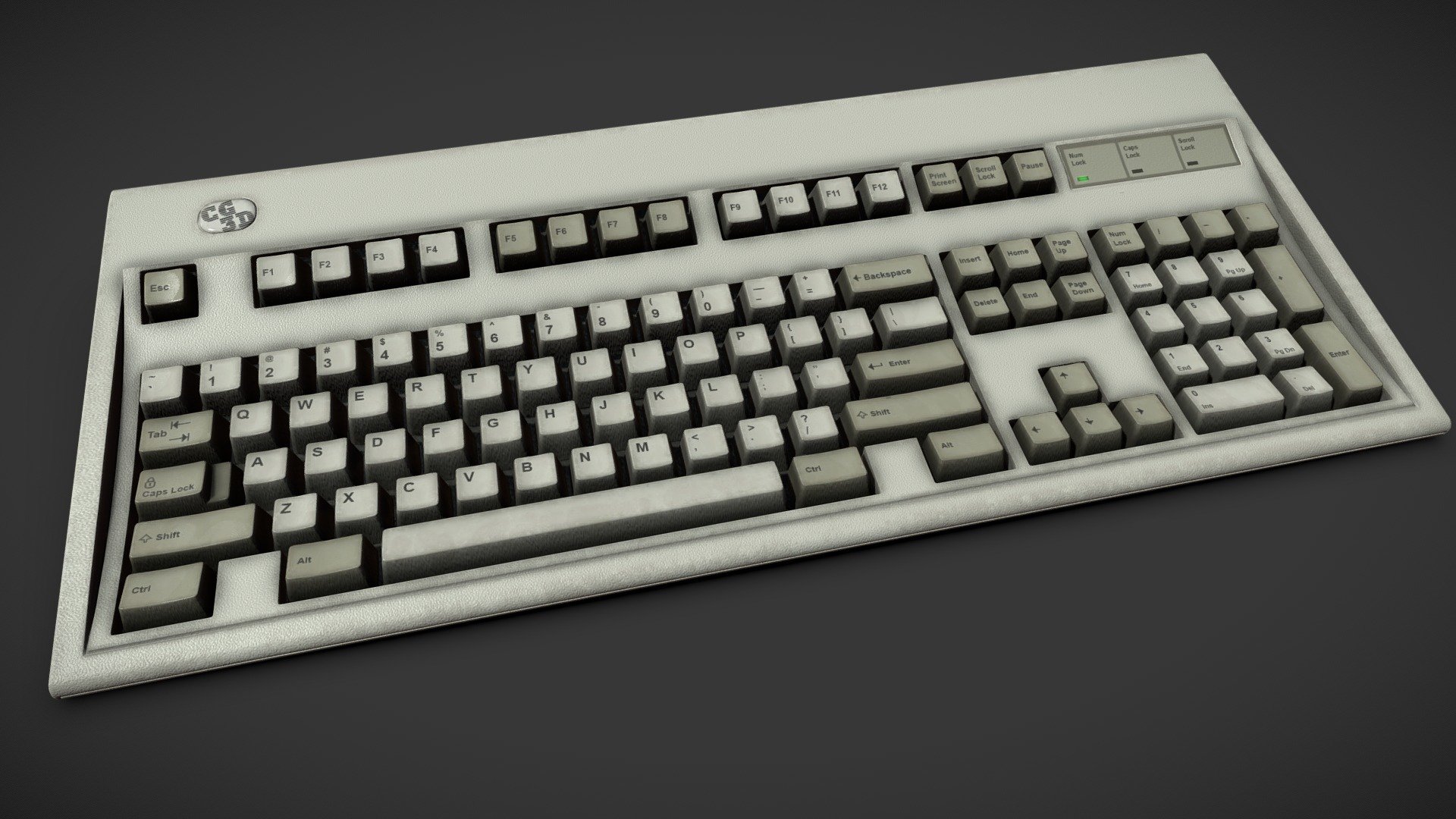 A dirty old keyboard from the start of the technology era 3d model
