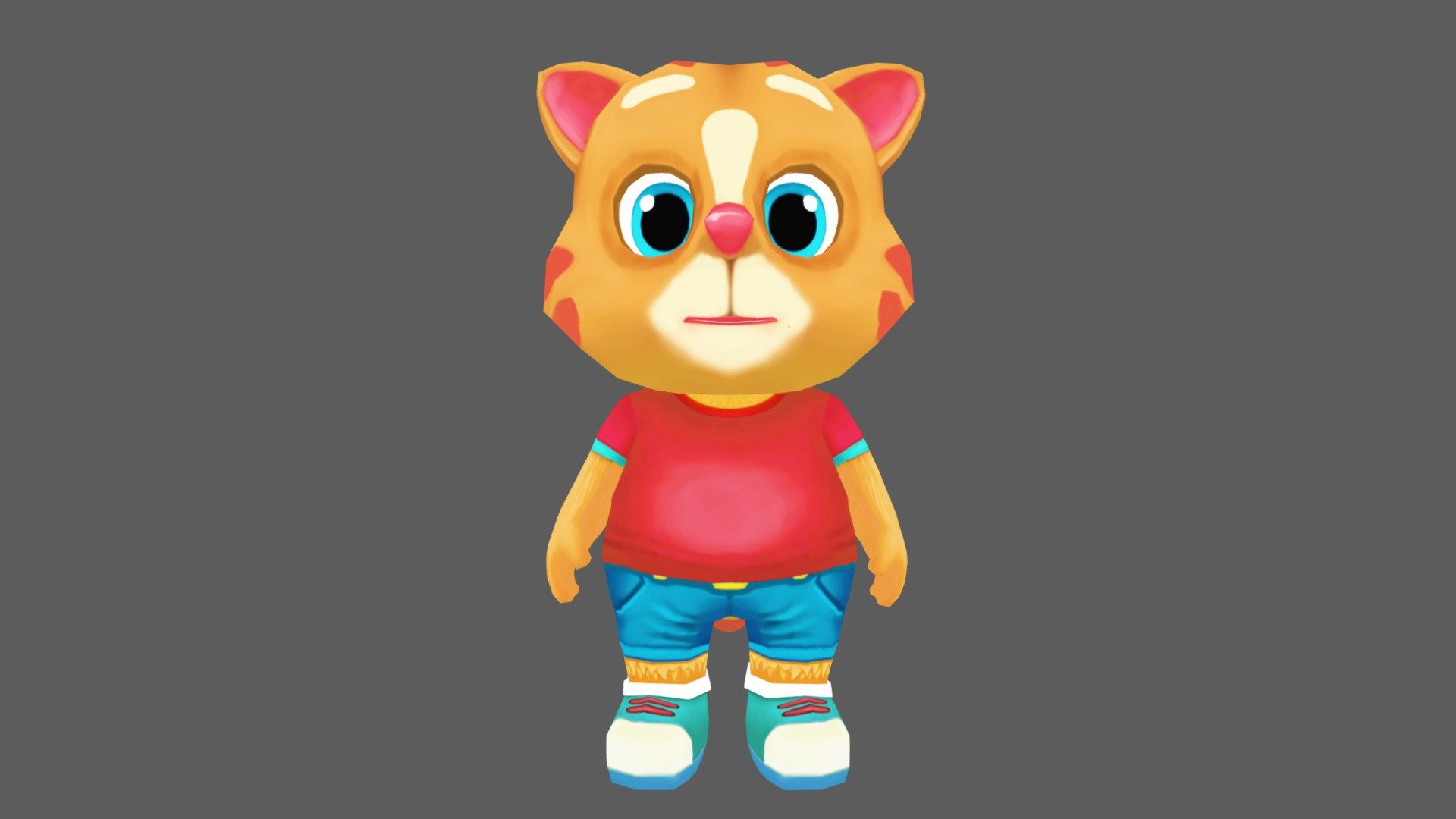 Cat character for games and animations. The model is game ready and compatible with game engines.

The model is low poly with four texture resolutions 4096x4096, 2048x2048, 1024x1024 &amp; 512x512.

Included Files:


Maya (.ma, .mb) - 2015 - 2019
FBX - 2014 - 2019
OBJ

The package includes 18 Animations which are as follows:


Run
Idle
Jump
Leap left
Leap right
Skidding
Roll
Crash &amp; Death
Power up
Whirl
Whirl jump
Waving in air
Backwards run
Dizzy
Gum Bubble
Gliding
Waving
Looking behind

The model is fully rigged and can be easily animated in case further animating or modification is required.

The model is game ready at:


3408 Polygons
3392 Vertices

The model is UV mapped with non-overlapping UV's. The shadows and lights are baked in the texture, although you can add more lights and shadows for rendering and use it as you please 3d model