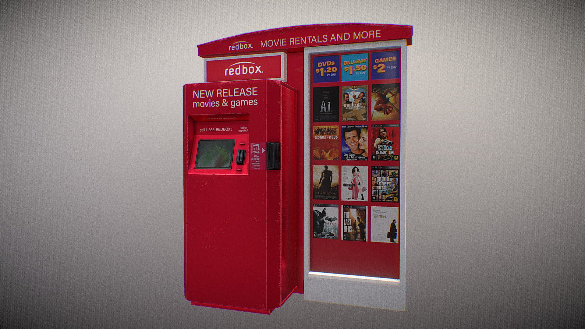 Red Box Machine - Redbox Rental DVD - Buy Royalty Free 3D model by Robinson Barreto (@bobbarreto) 3d model