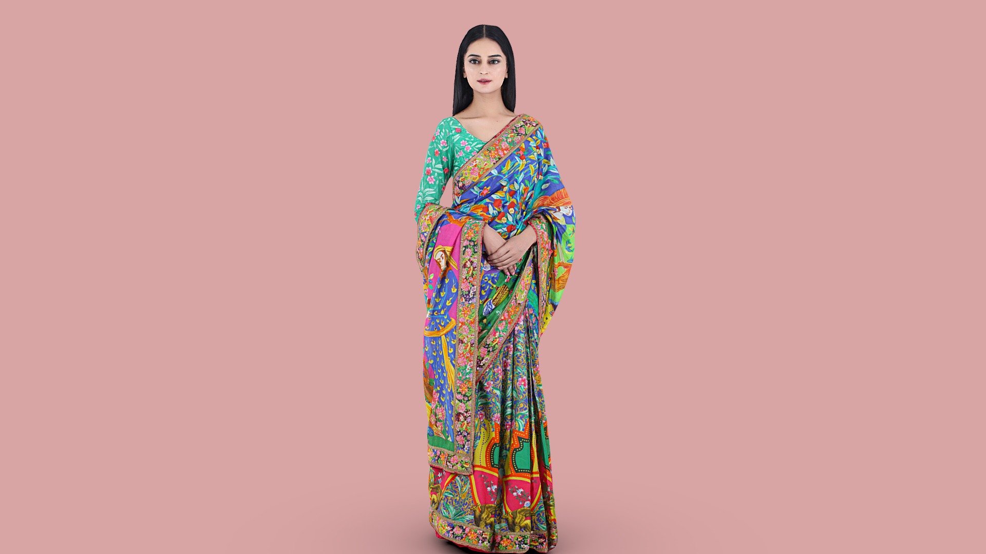 3D saree model Captured the detail and color of the print in our 3d Studio - 3d Human Model 6 with eastern wear - 3D model by eissg 3d model