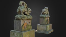 Two Komainu #2 (Guardian Lions) Shinagawa Shrine japan, shrine, lions, dogs, photogrammetry, 3dscan