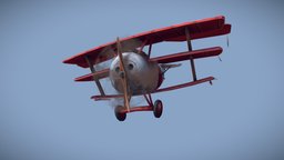 The Red Baron historical, cartoonish, colorful, daehowest, lowpoly-gameasset-gameready, stylized-handpainted, redbaron, fokker-dr-i, wwii-aircraft, stylizedmodel, stylized-texture, low-poly, cartoon, plane, animation, stylized, gameart2020