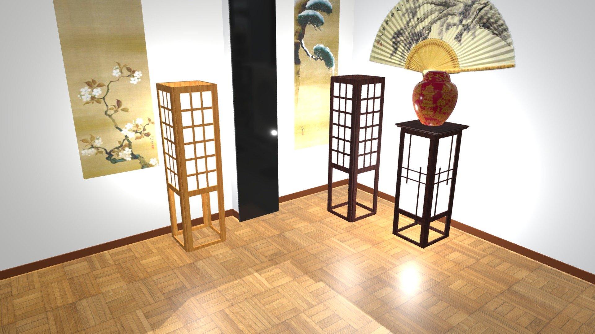 Floor lamp Japanese style - Floor lamp Japanese style - Buy Royalty Free 3D model by Antonio Rossini (@Rox3d) 3d model