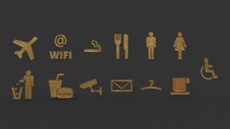 City Icons Pack symbol, icons, sign, mall, restroom, symbols, food-court, city, city-props, mall-signage, city-symbol, restroom-sign, airplane-sign, wifi-symbol, city-signage