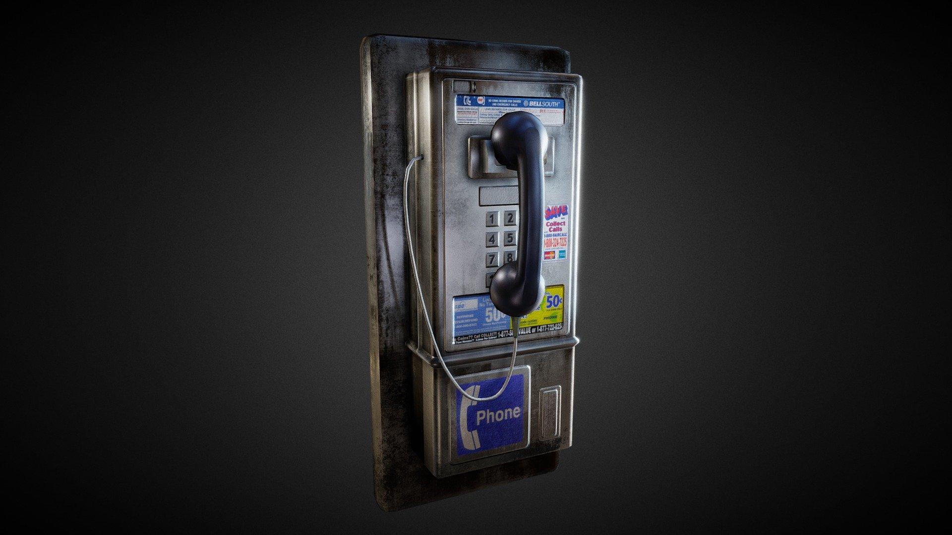 Game-ready NYC subway phone asset textured. (1 874 tris) - NYC Subway - Phone - Buy Royalty Free 3D model by Nathan Lavagne (@Lavagnou) 3d model
