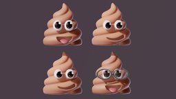 Poop Emoji Face Cartoon Stylized Feces Smile
