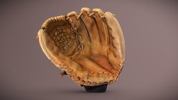 Vintage Rawlings Century Series Glove base, baseball, leather, worn, used, damaged, old, weathered, beaten, battered, vr-ready, fielder, infielder, ar-ready, infield, pasttime, game, ball