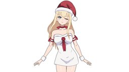 Mrs.Claus hat, toon, style, cap, flat, santa, rig, christmas, gift, summer, claus, santaclaus, mrs, modeling, girl, asset, game, 3d, blender, art, low, poly, model, female, characters, animation, anime, rigged