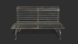 Bench 07 Generic Low Poly PBR Realistic wooden, style, plank, bench, exterior, rust, realtime, worn, vr, park, ar, dirty, outdoor, seating, realistic, old, iron, destroyed, lods, asset, pbr, lowpoly, design, street, gameready, moderm