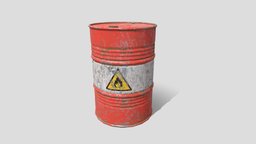 Metal Barrel barrel, gas, oil, rust, petrol, diesel, fuel, metal, cask, game, pbr, lowpoly, container, industrial