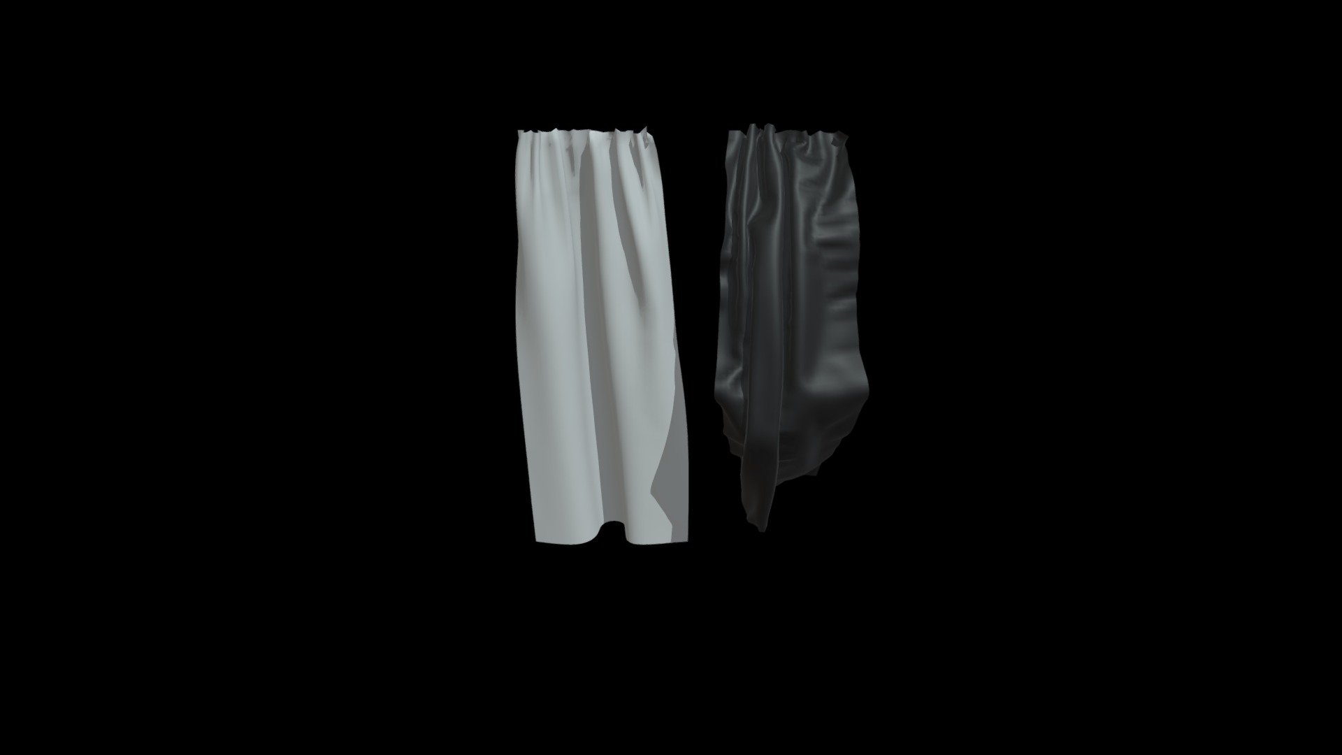 Curtains bundle v2, normal wather and windy weather 3d model