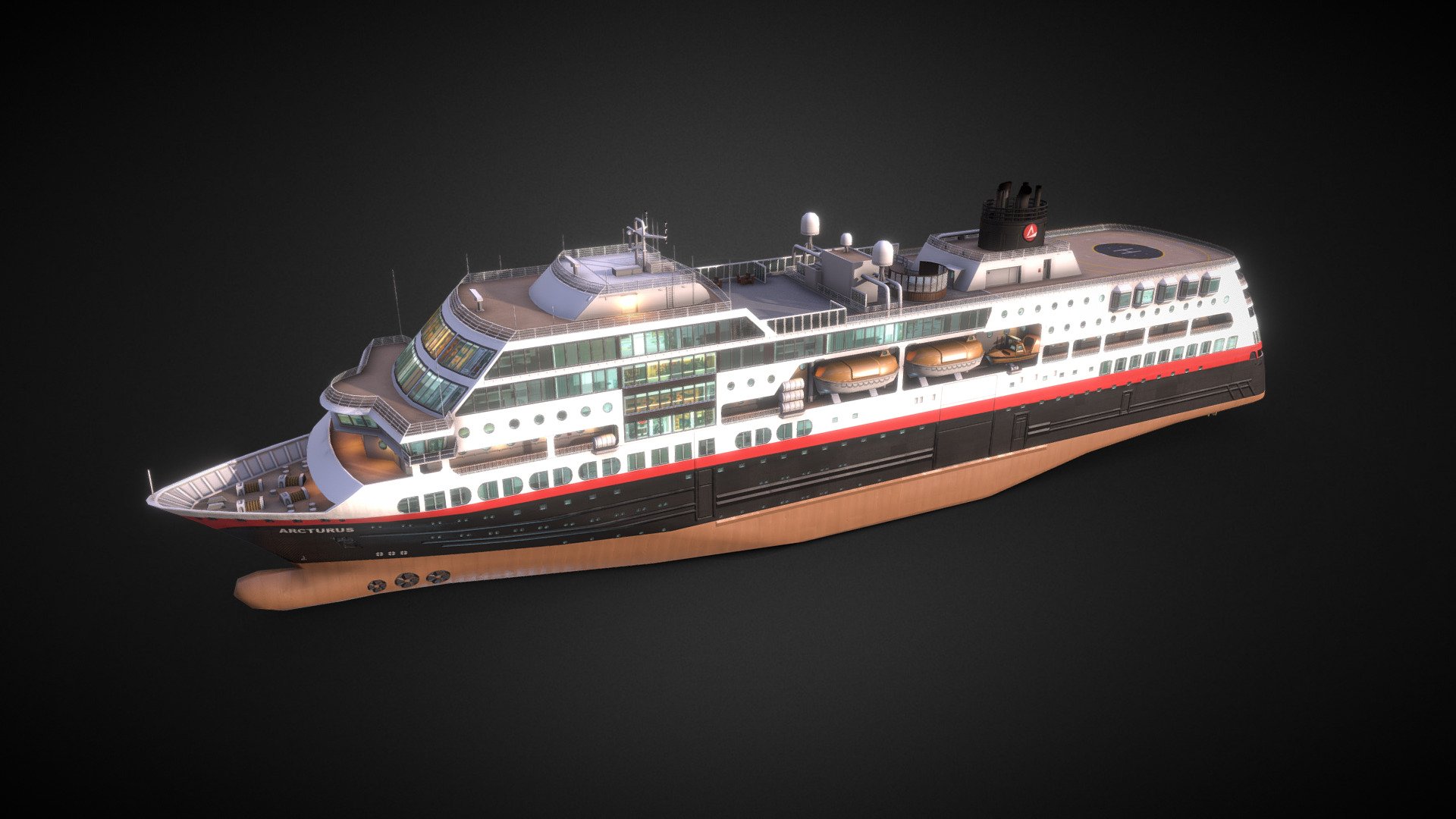 Low-poly  super lightweight model inspired by MS Midnatsol. It's a coastal line cruiseferry / cruiseship 3d model
