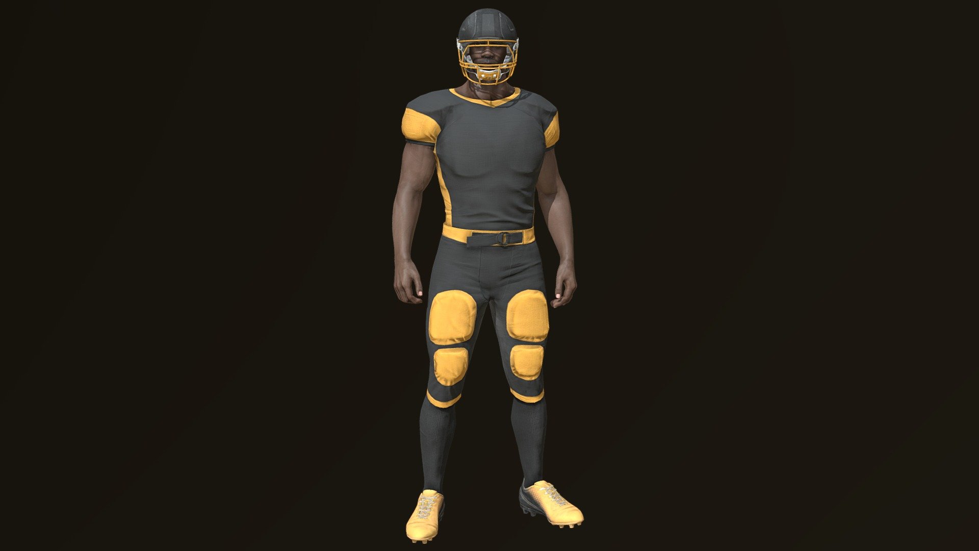 Football American Player (Athlete) :
Complete archive in additional file.

Character in A-pose ( Game Version).




High details.

Highres unique textures.

Rigged.

Exported to Unreal. Use same standard unreal mannequin skeleton. Can handle the same animations as Unreal mannequin from marketplace.

Highres Texturesets.

Professional Uv Layout.

Character mesh.

Rigged, with high definition textures.

Texture types:




Albedo (Diffuse).

Normal.

Roughness.

Metallness.

ORM(Unreal Engine).
 - Football American Player (Athlete) PBR GameReady - Buy Royalty Free 3D model by lidiom4ri4 3d model