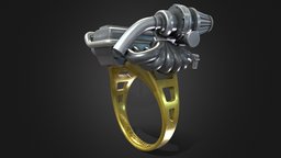 ring with engine stl, printing, fun, women, 3dprintable, girls, accessories, shiny, jolly, engine, metallic, indstria, unity, unity3d, 3d, 3dsmax, art, decoration, abstract, ring