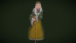 Stylized Human Female Granny rpg, cloth, pose, merchant, mmo, rts, old, villager, moba, peasant, granny, handpainted, lowpoly, stylized, fantasy, human