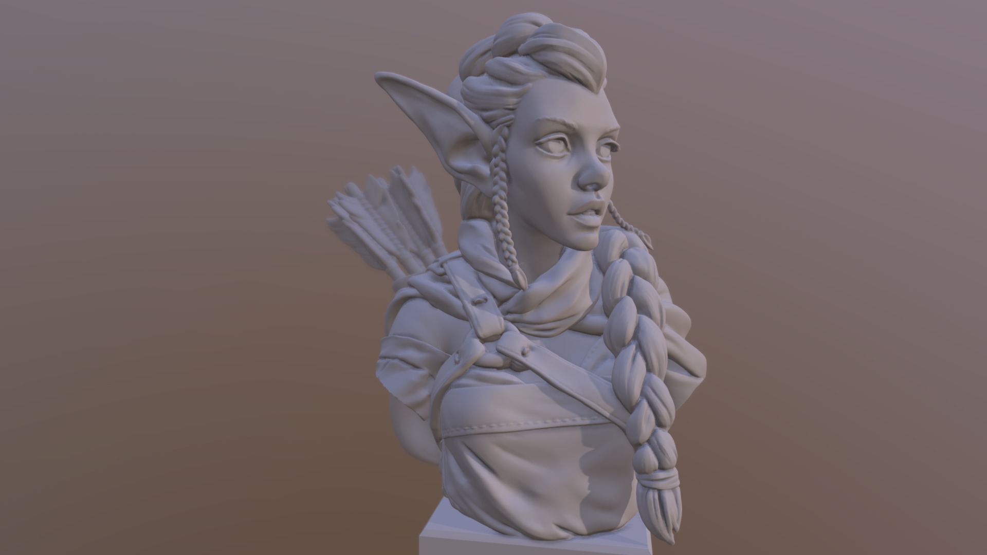 My all purpose test model now. Elfie was originally made for an Artstation challenge, and then repurposed for 3d printing tests.

Pretty high poly mesh decimated in zbrush 3d model